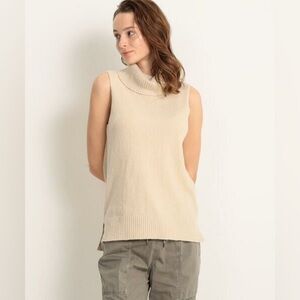 James Perse Los Angeles Wool Blend Cowl Turtleneck Vest Sweater